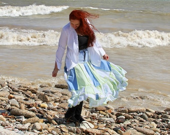 Beach Glass Skirt Size 12 ragaumffin couture by frankensweater upcycled recycled patchwork
