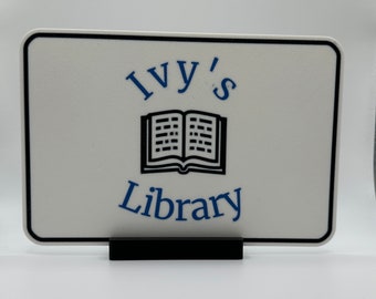 Personalized Library Sign - Custom Book Nook Decor - Reader Gift