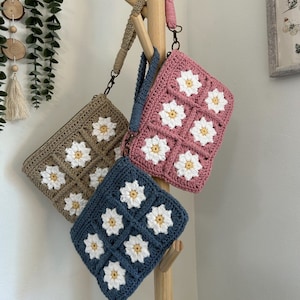 Pulsera de crochet, Pulsera de margaritas, Pulsera de margaritas de crochet, Bolso de crochet, Bolso de muñeca de crochet, Pulsera de flores de crochet