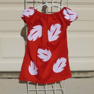 Lilo Girls Peasant Style Dress Red with White Leaves see sizes available for next day shipping below