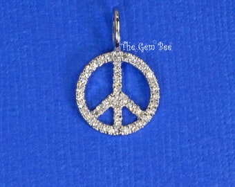 Pave Diamond Pendant Diamond Pendant 925 Sterling Silver Pave Designer Spinel /& Diamond PEACE SIGN Pendant Pave Pendant