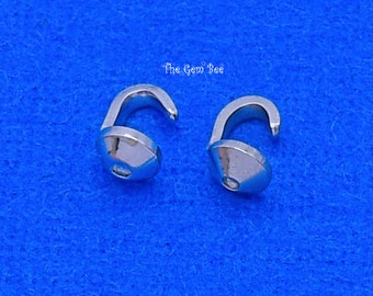 14K Solid White Gold Crimp Hook Bead Tip Cup End Findings Quantity: (2) or (10)