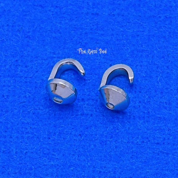 14K Solid White Gold Crimp Hook Bead Tip Cup End Findings Quantity: (2) or (10)