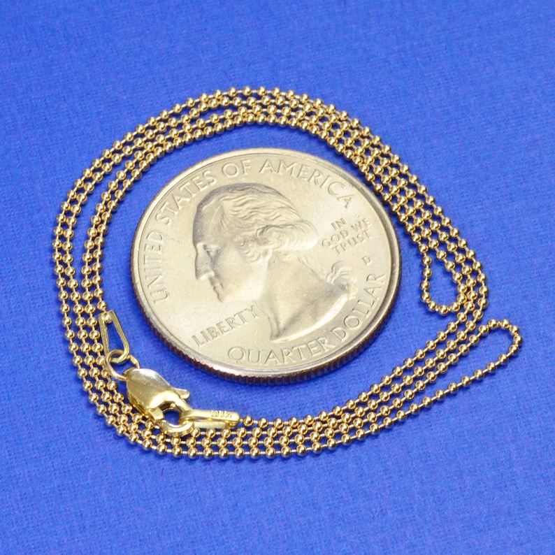 1.2mm 14K SOLID YELLOW GOLD Beaded Ball Chain Necklace 18 Inch Etsy