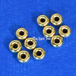 3.2mm 18k Solid Gold Smooth Donut Rondelle Bead Spacer 1.5mm Holes Quantity: (10) or (100) Made in USA