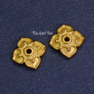 6mm 18k Solid Yellow Gold Fancy Floral Bead Cap Finding PAIR image 6