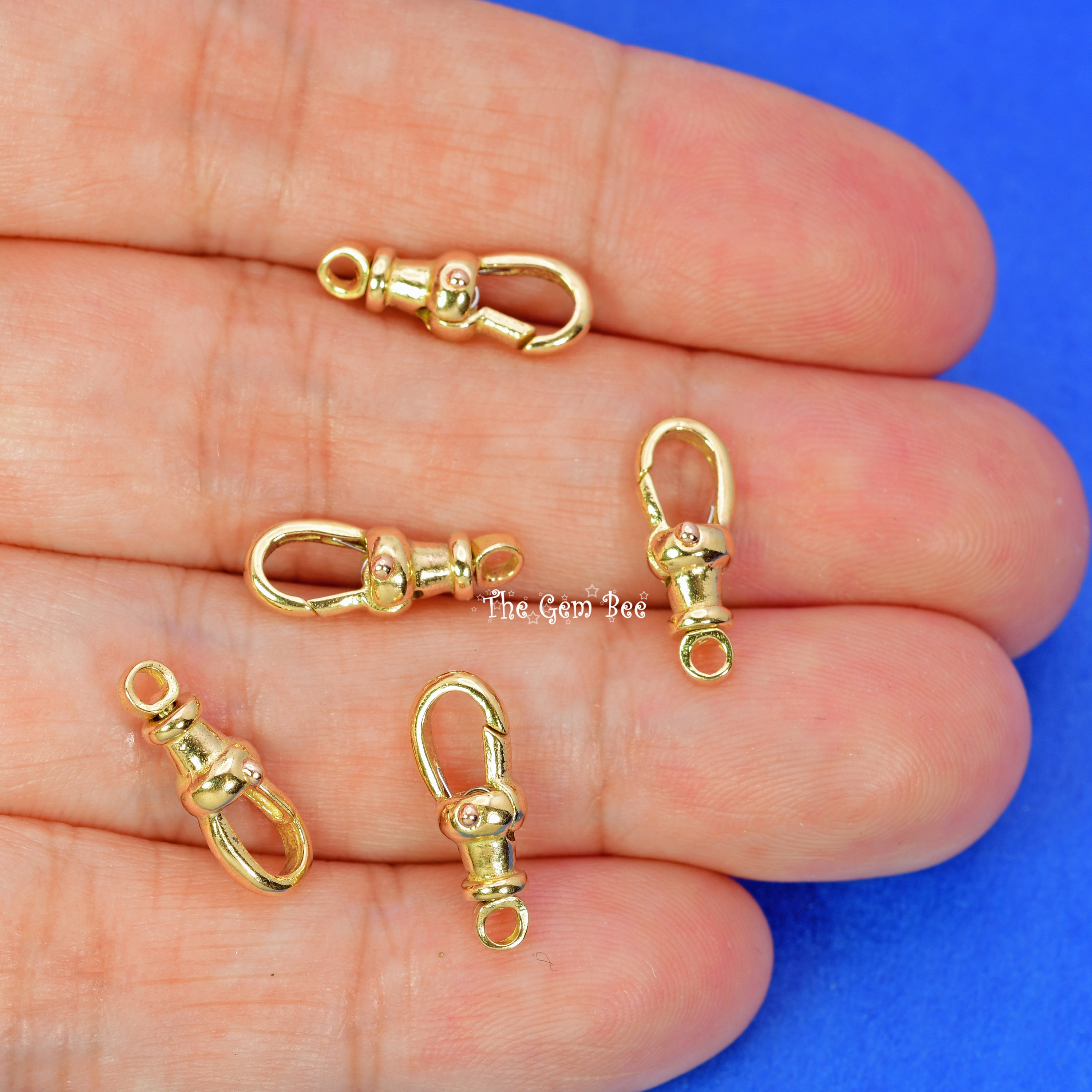 5.3mmx14.5mm 18k Solid Yellow Gold Swivel Push Lock Dog Clip