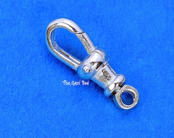 5.3mmx14.5mm 14k Solid White Gold Swivel Push Lock Dog Clip