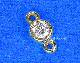 Conector de bisel de diamantes de oro amarillo macizo de 14 quilates de 0,033 quilates. Cantidad: (1 pieza) o (5 piezas)