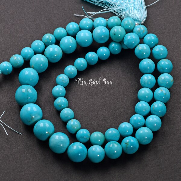 6.8MM-11.5MM Sleeping Beauty Turquoise Light Blue Smooth Round Rondelle 18.1 inch strand