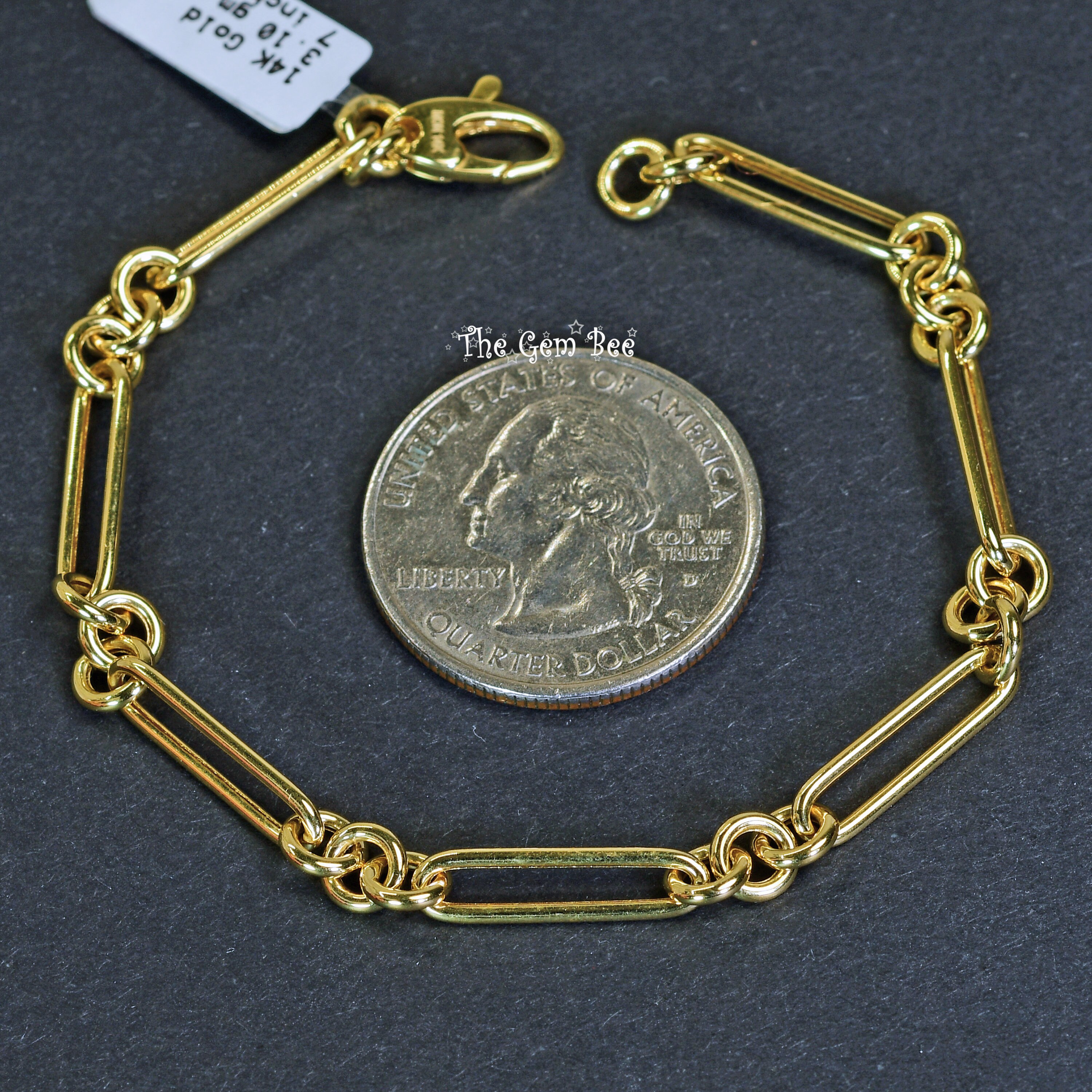 人気商品ランキング 14K SOLID YELLOW GOLD Italian Paperclip Chain Bracelet 7.2 アクセサリー