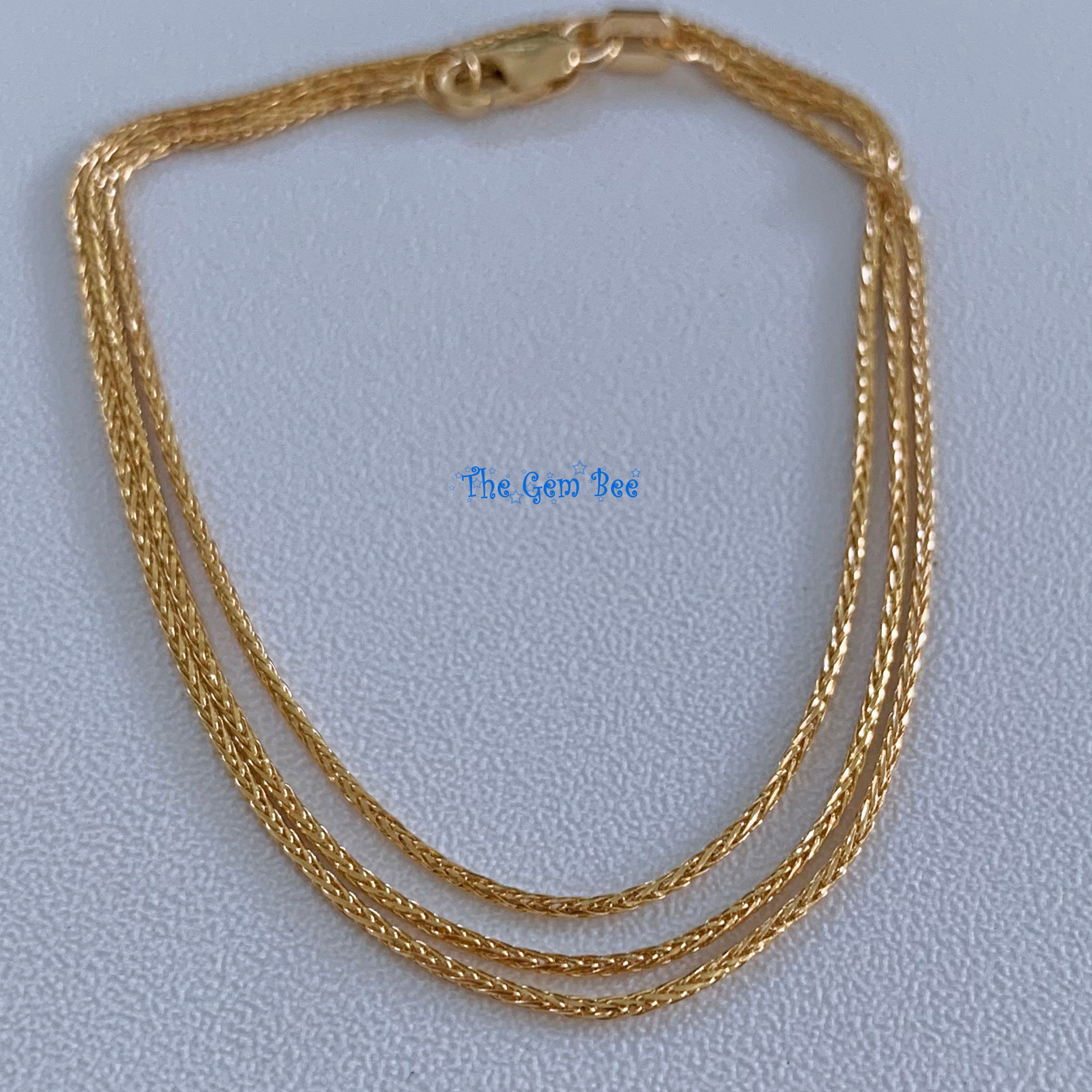 18K SOLID YELLOW GOLD 1mm Wheat Spiga Espiga Chain Necklace