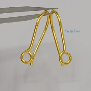 9mmx16mm 20 GAUGE 18k Solid Yellow Gold Front Facing Hook Earwires With 3.6mm Open Loop Pair