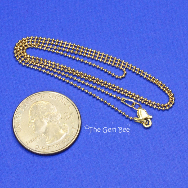 1.2mm 14K SOLID YELLOW GOLD Beaded Ball Chain Necklace 18 Inch Etsy