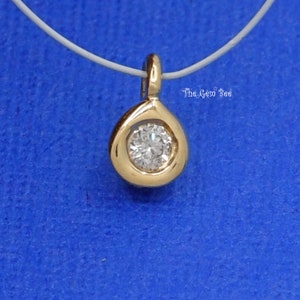 Minimalist 0.03CT 0.05CT 14k Solid Yellow Gold Full Brilliant Cut Diamond Bezel Charm Pendant Quantity: (1 piece) or (5 pieces)