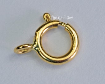 Fecho de mola de ouro amarelo sólido de 6 mm 18k com argola de salto fechada feita nos EUA