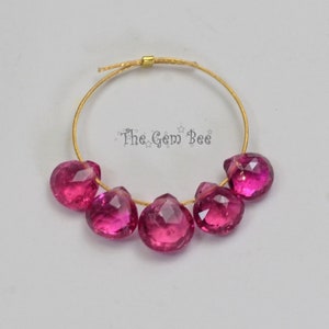 4.5mm-5mm Old Stock Rubellite Pink Tourmaline Faceted Heart Briolette Beads (5)