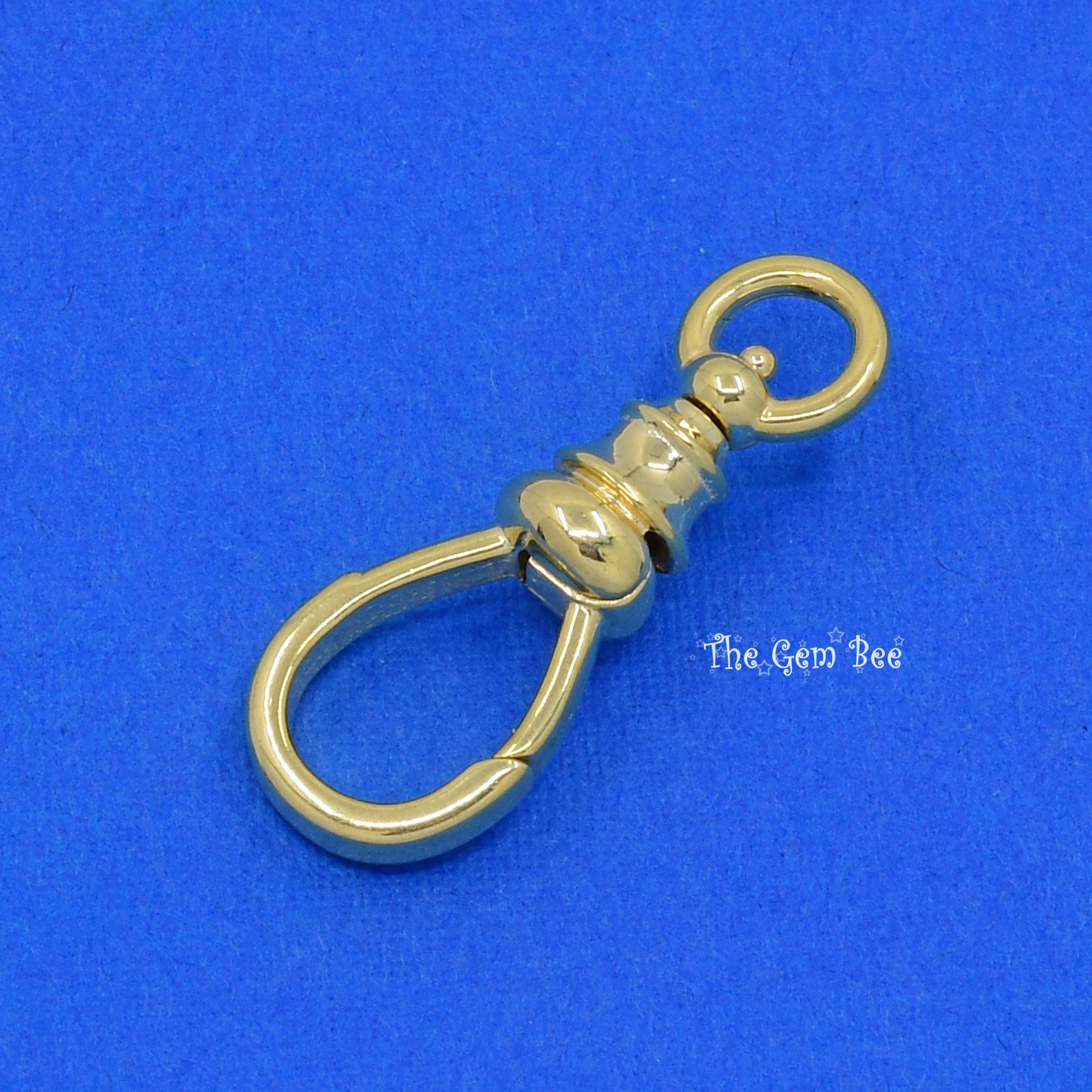 10.3mmx27mm XL 14k Solid Yellow Gold Swivel Push Lock Dog Clip