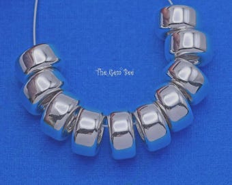 8mm 6mm 5mm 925 Sterling Silver Smooth Donut Rondelle Bead Spacer (10)
