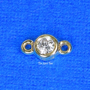 0.03CT 14K Solid Yellow Gold Diamond Bezel Connector Quantity: (1 piece) or (5 pieces)