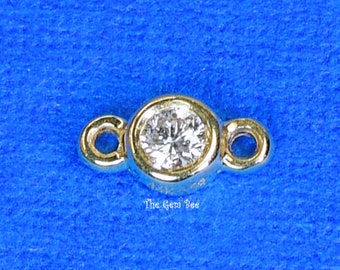 Conector de bisel de diamantes de oro amarillo macizo de 14 quilates de 0,03 quilates. Cantidad: (1 pieza) o (5 piezas)