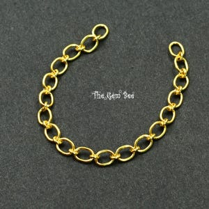 3mmx4mm 18k Solid Yellow Gold 23 Gauge Fancy Oval Cable Chain Extender 3 INCH Length