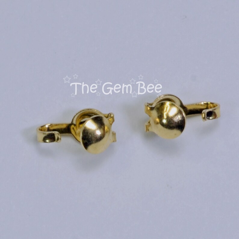 14K Solid Yellow Gold Crimp Hook Clam Shell Bead Tip End Findings image 4