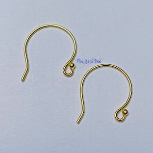 14K Solid Yellow Gold 22 Gauge Earwire with Ball Ends 12.5mmx15mm