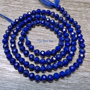 3mm Royal Blue Afghani Lapis Lazuli Faceted Round Rondelle Beads 13 inch Strand