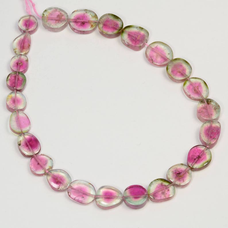 Fine Watermelon Tourmaline Polished Slices Briolettes 9.5 Strand image 1