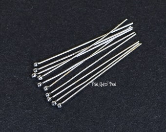 27 gauge 18k Solid White Gold 20MM 0.8 INCH Ball Headpin Quantity: (2) or (10)