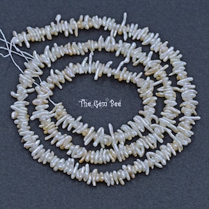 5mm-8mm Japanese Akoya Natural Saltwater Keshi Pearl Stick Beads 16 inch strand