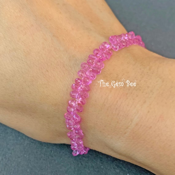 天然 ピンクサファイア ブレスレット レディース イエローゴールド 加工 天然石 9月 誕生石 お守り 誕生日プレゼント 女性 40代 50代 ブランド