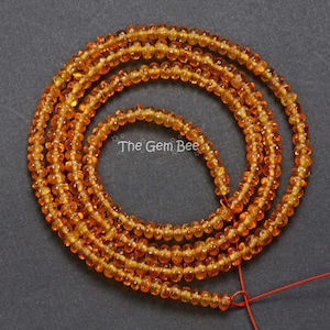 Madagascar Spessartite Mandarin Orange Garnet Smooth Rondelle Beads 17 inch strand