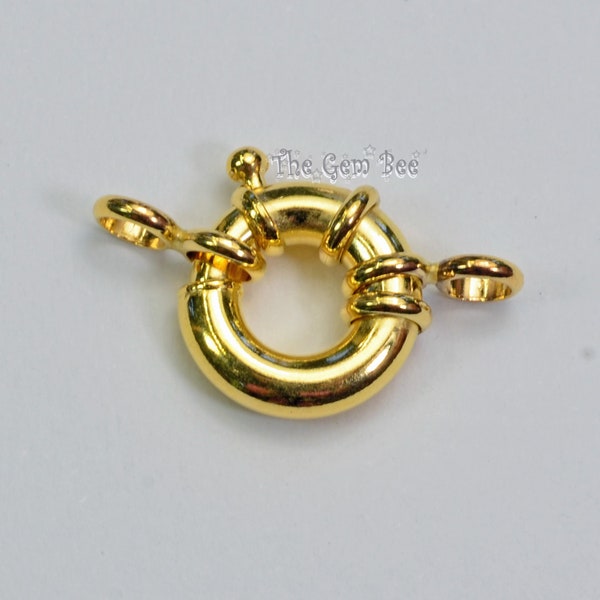 12MM 18k Solid Yellow Gold Designer Italy Spring Bolt Ring Sailor's Clasp