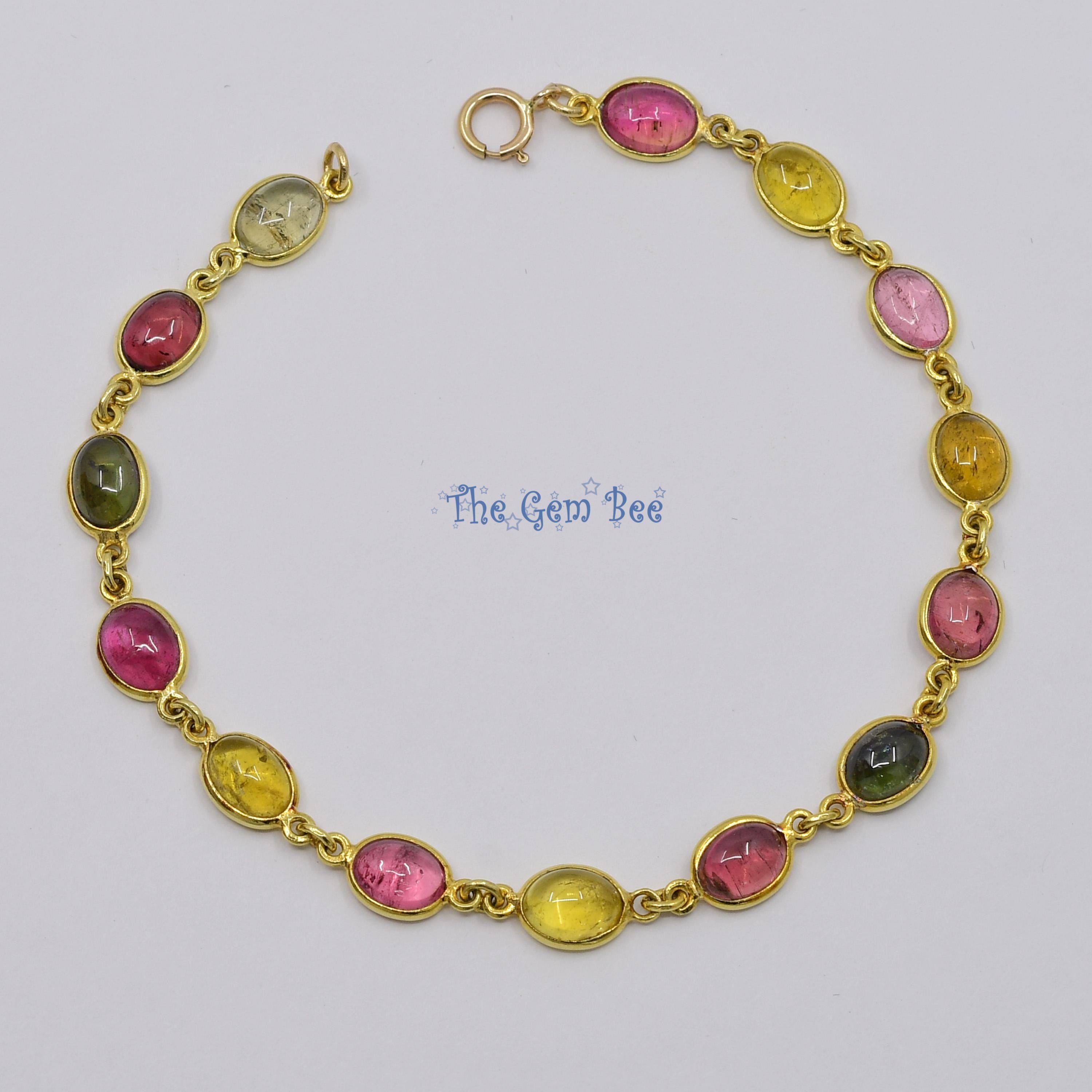 14Kソリッドイエローゴールドスムーストルマリンオーバルベゼル