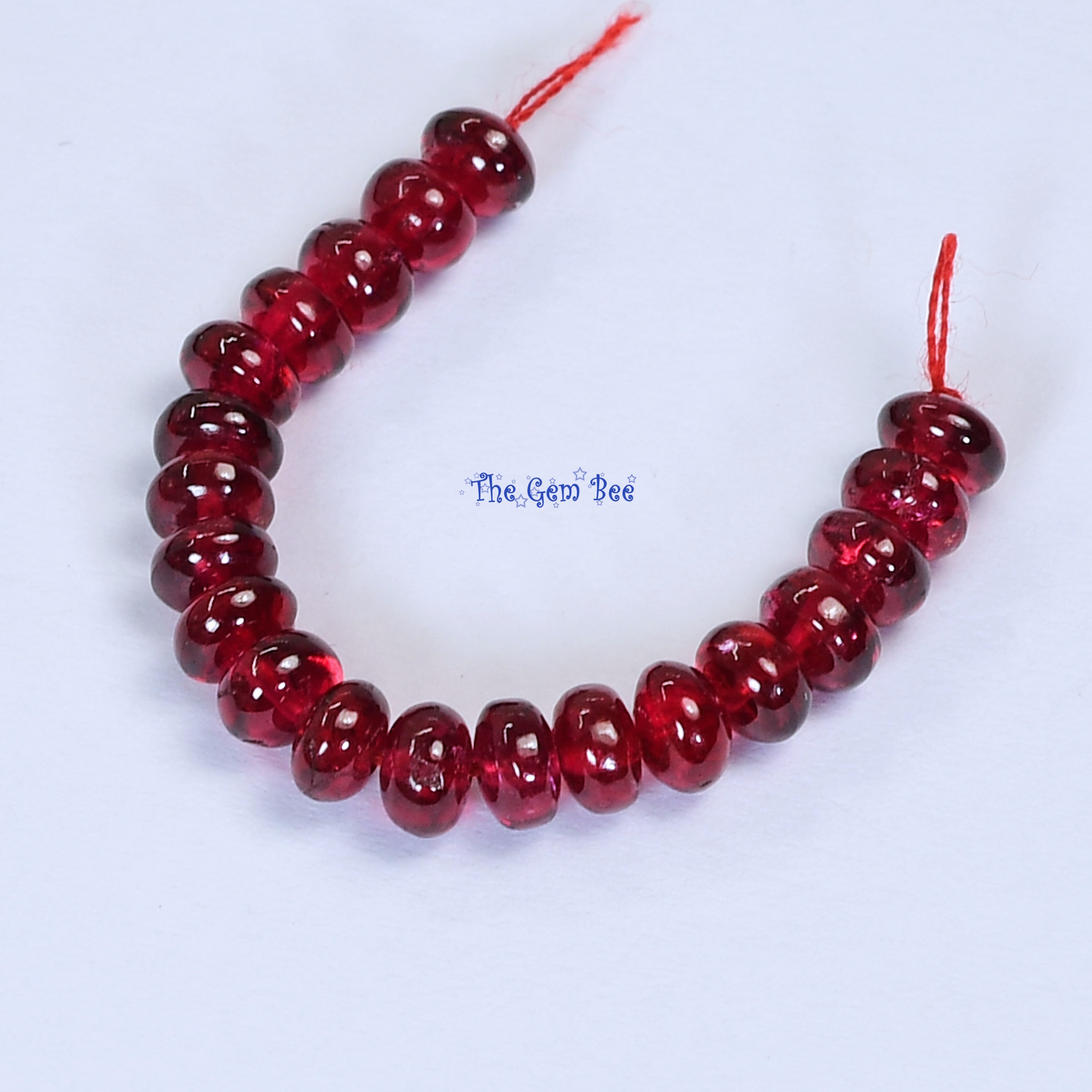 4.2mm-4.5mm Natural Pigeon's Blood Red Spinel Smooth Rondelle Beads 2" inch Strand