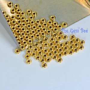 2.8mm 18k Solid Gold Smooth Donut Rondelle Bead Spacer (100) Made in USA