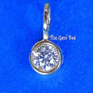 0.07CT 0.09CT 14k Solid Yellow Gold Full Brilliant Cut Diamond Bezel Charm Pendant With Large Hole (1)