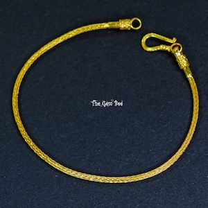 18k Solid Gold Handmade Fancy Woven Rope Mesh Bracelet With Etruscan Style Hook Clasp 6.25 Inch 6.5 Inch 7 Inch 8 Inch Length with screw