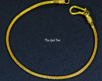 Pulsera de malla de cuerda tejida a mano en oro macizo de 18k con cierre de gancho estilo etrusco. Longitudes: 6,25 x 6,5 x 7 x 8 pulgadas con tornillo.