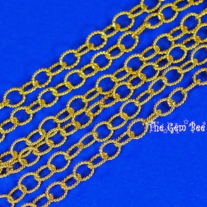 3.6mmx4.5mm 18k Solid Yellow Gold 22 Gauge Engraved Cable Chain Bulk Extender Length: 6 inches or 12 inches or 18 inches