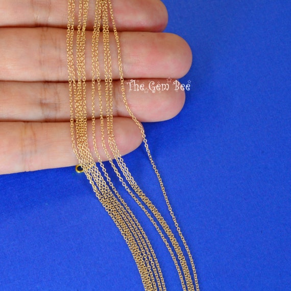 14K SOLID YELLOW GOLD Cable Chain Necklace 16-18 inch with Spring ring Clasp 14K SOLID YELLOW GOLD Cable Chain Necklace 16-18 inch with Spring ring Clasp