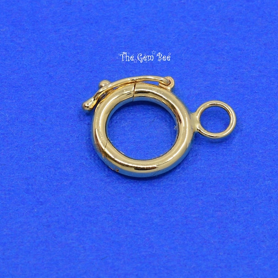 10mm 14k 18k Solid Yellow Gold Round Necklace Snap Lock Locker