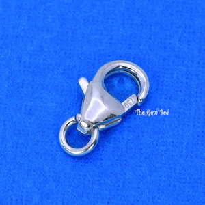 Fermoir mousqueton en or blanc massif 18 carats de 5,3 mm x 8,2 mm avec anneau de saut ouvert