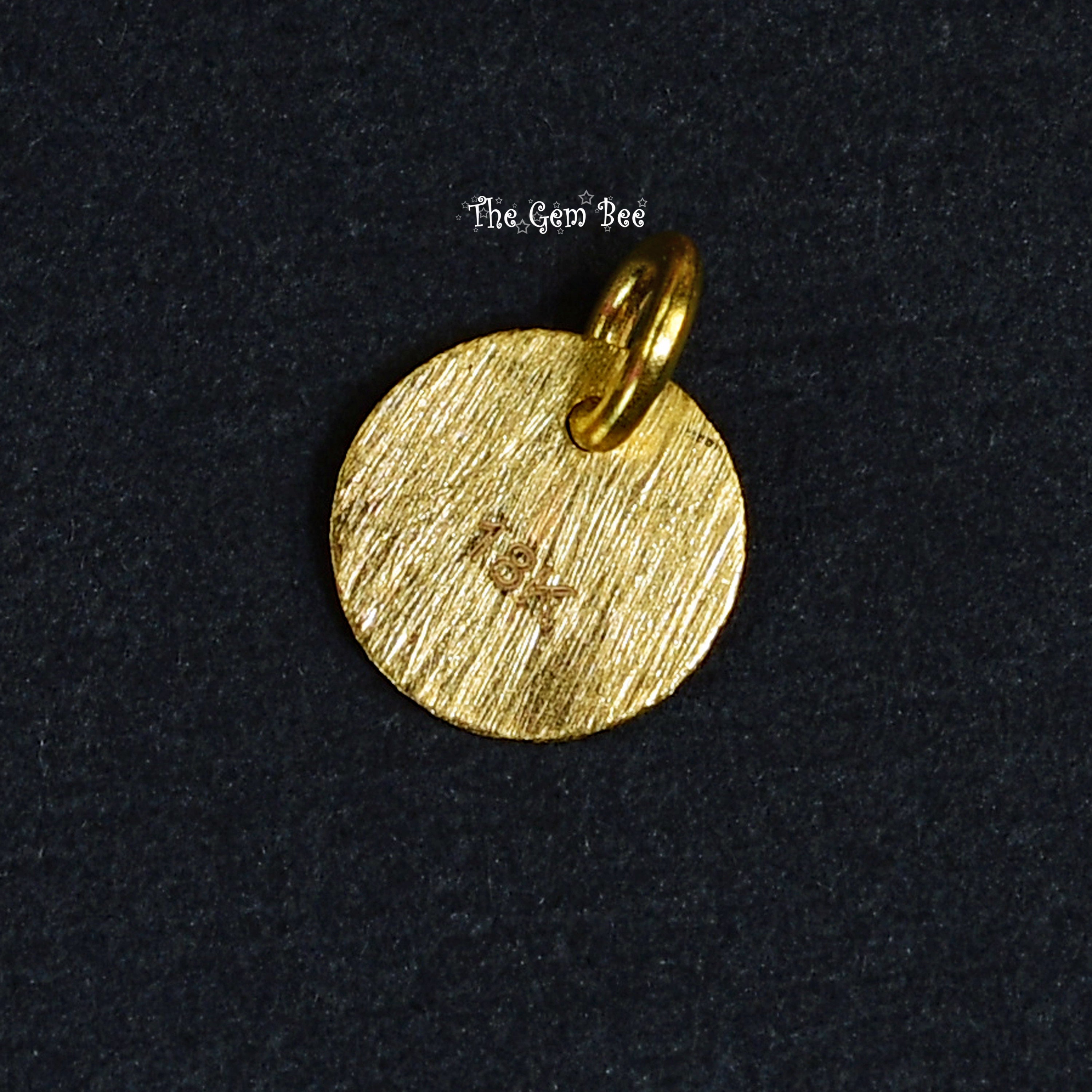 7mm 18k Solid Yellow Gold Brushed Finish Disc Tag Stamped