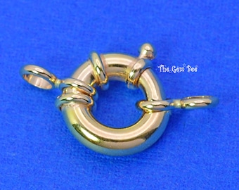 12MM 14k Solid Yellow Gold Designer Italy Spring Bolt Ring Sailors Clasp