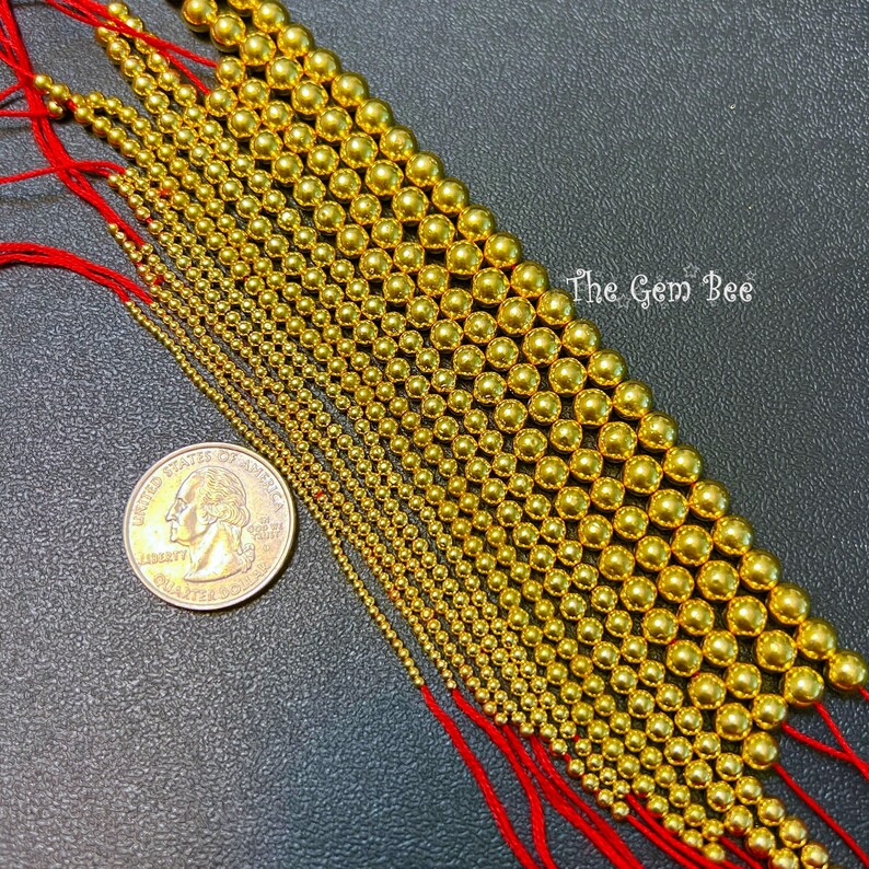 18k Solid Yellow Gold 4mm Handmade Plain Round Sphere Globe Spacer Balls Beads image 10
