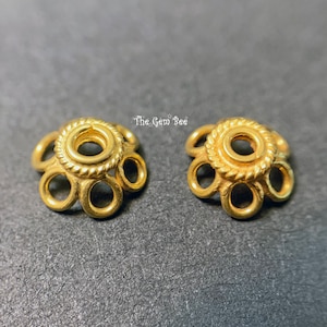 6.5mm 18k Solid Yellow Gold Floral Flower Petal Bead Cap Finding Quantity: (2 pieces) or (10 pieces)