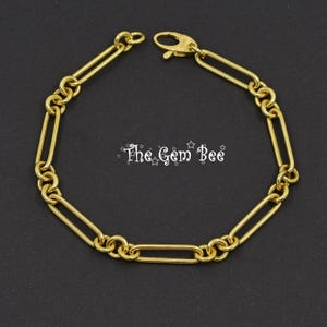 14K SOLIDE GELB GOLD italienische Paperclip Armband 18,5 cm Länge mit Karabinerverschluss